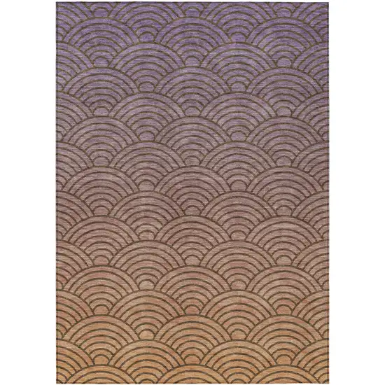 Chocolate Purple And Mauve Geometric Washable Indoor Outdoor Area Rug Photo 1