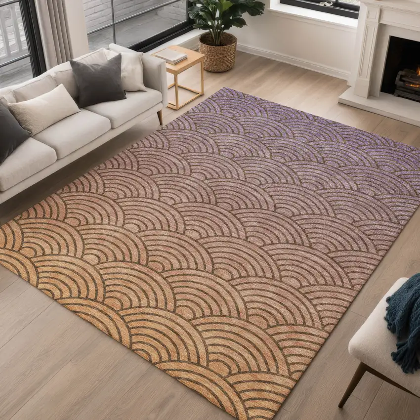 Chocolate Purple And Mauve Geometric Washable Indoor Outdoor Area Rug Photo 5