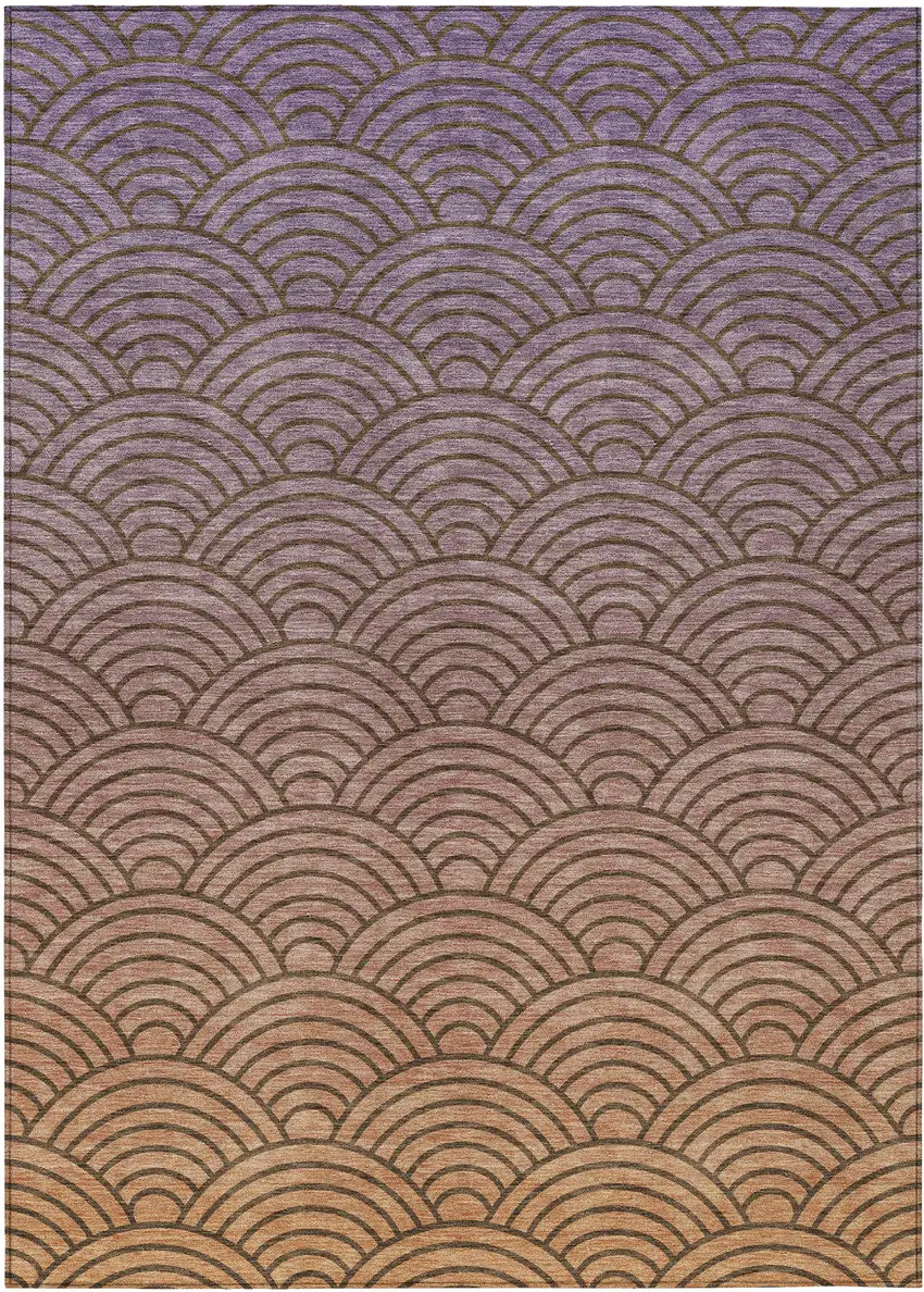 Chocolate Purple And Mauve Geometric Washable Indoor Outdoor Area Rug Photo 1