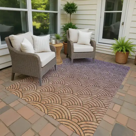 Chocolate Purple And Mauve Geometric Washable Indoor Outdoor Area Rug Photo 4