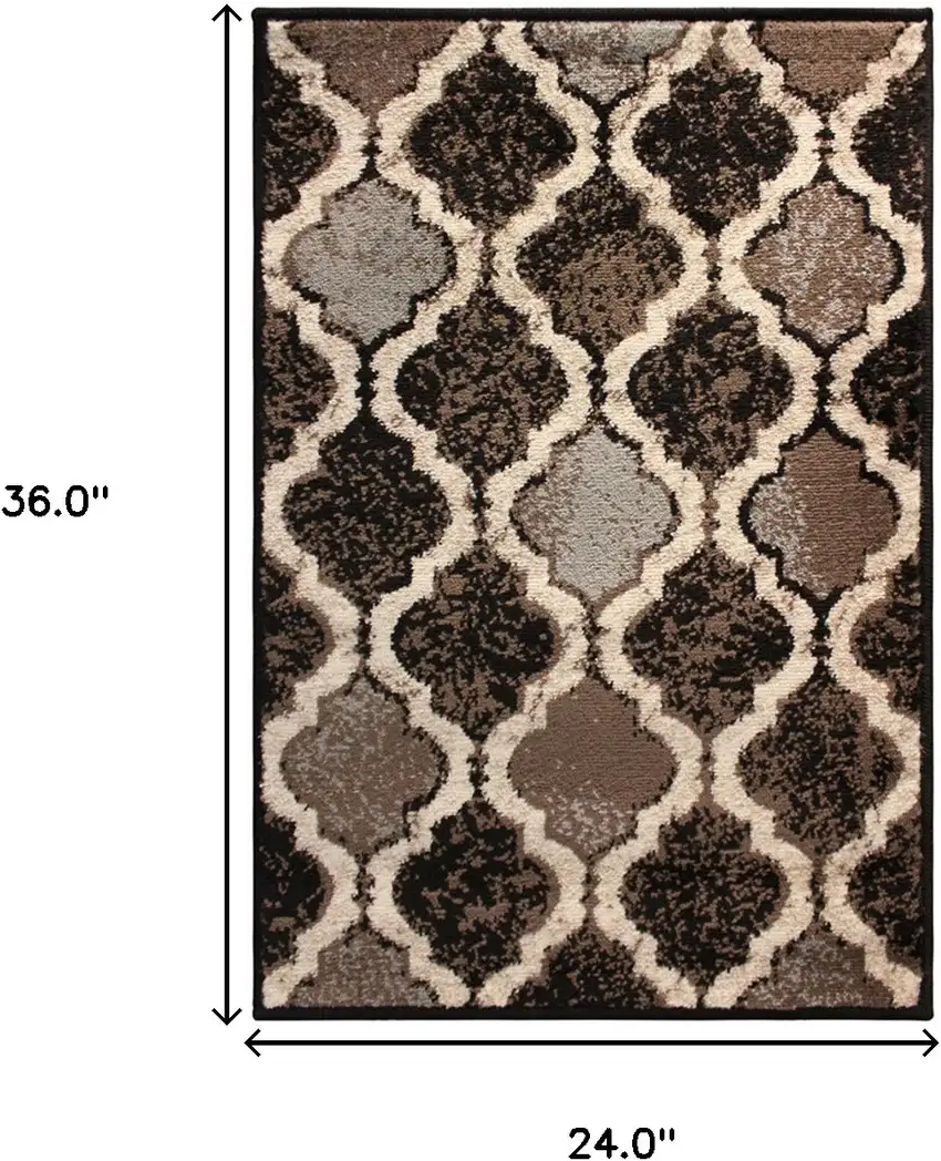 Chocolate Quatrefoil Power Loom Distressed Stain Resistant Area Rug Photo 6