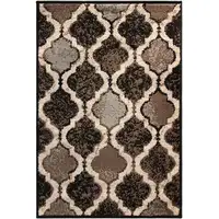 Photo of Chocolate Quatrefoil Power Loom Distressed Stain Resistant Area Rug