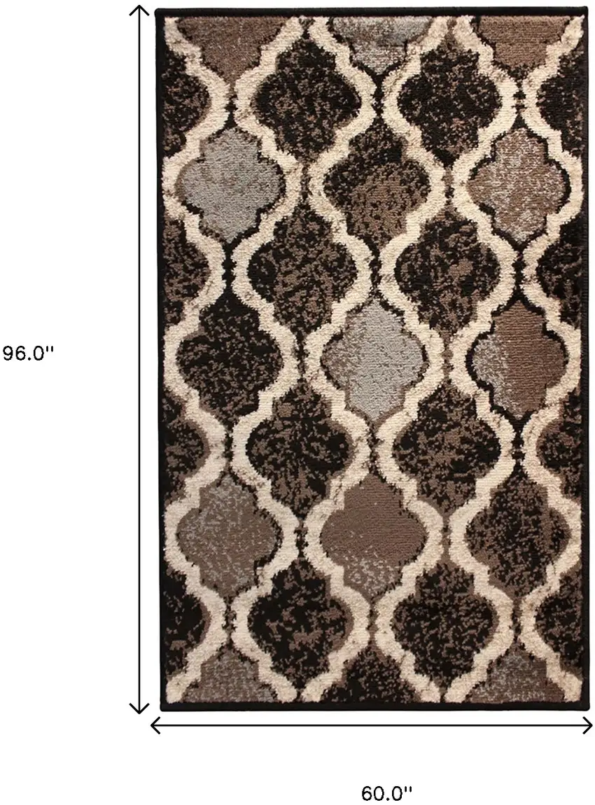 Chocolate Quatrefoil Power Loom Distressed Stain Resistant Area Rug Photo 8