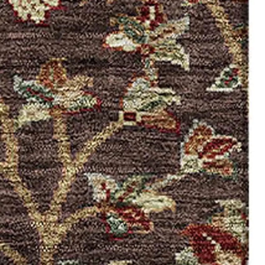 Chocolate Red And Copper Floral Washable Area Rug With UV Protection Photo 3