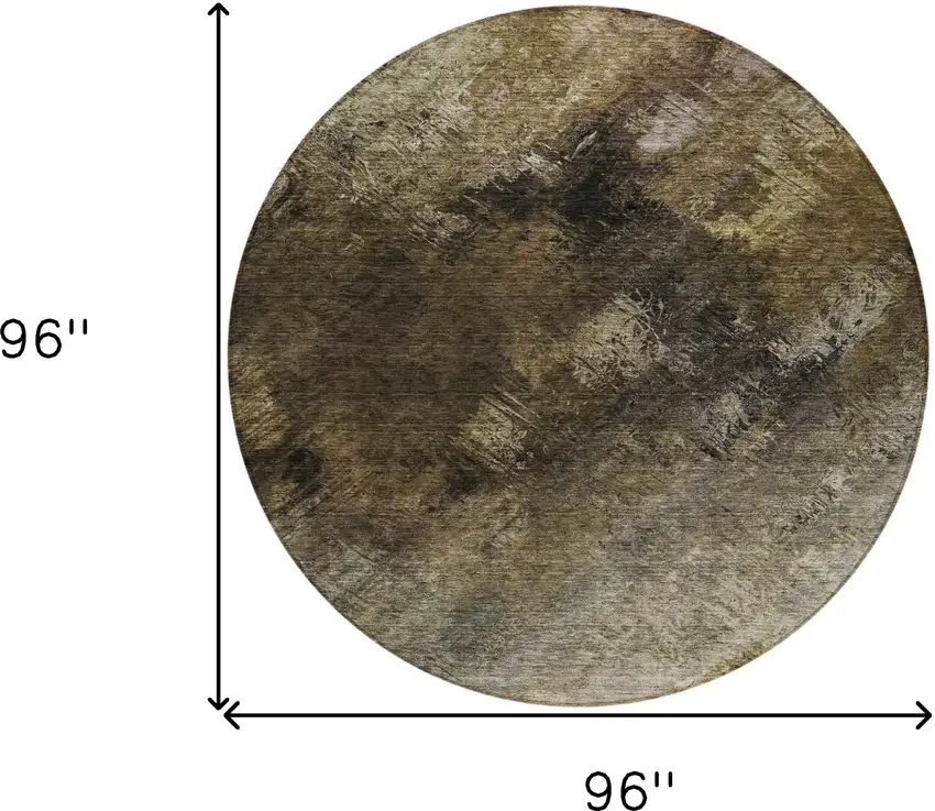 Chocolate Round Abstract Washable Non Skid Indoor Outdoor Area Rug Photo 3
