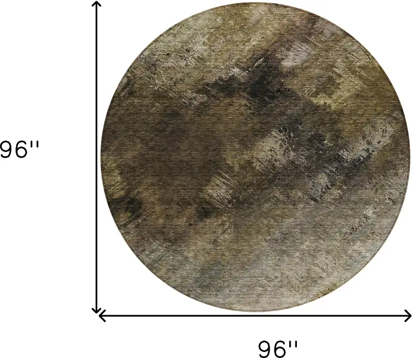 Chocolate Round Abstract Washable Non Skid Indoor Outdoor Area Rug Photo 3