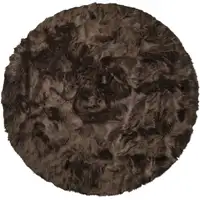 Photo of Chocolate Round Faux Fur Washable Non Skid Area Rug