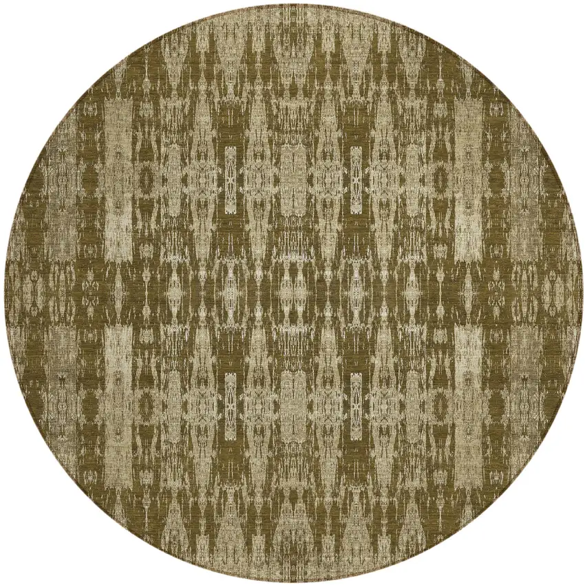Chocolate Round Moroccan Washable Non Skid Indoor Outdoor Area Rug Photo 2