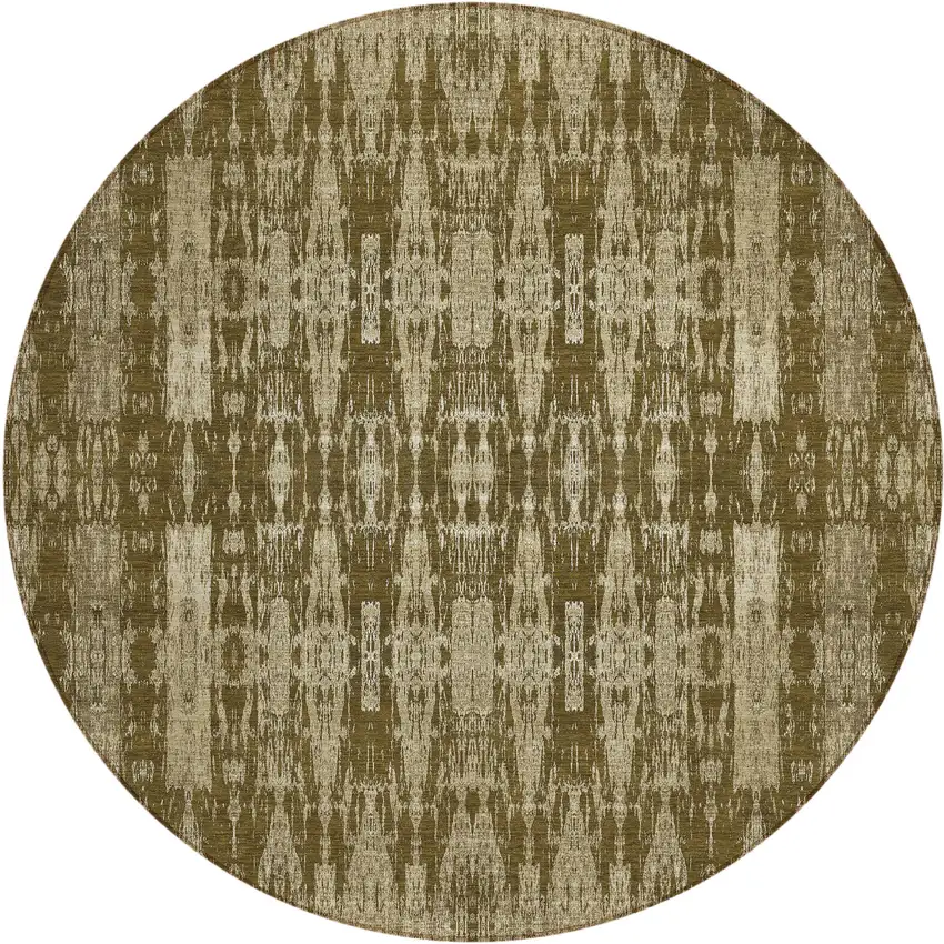 Chocolate Round Moroccan Washable Non Skid Indoor Outdoor Area Rug Photo 2