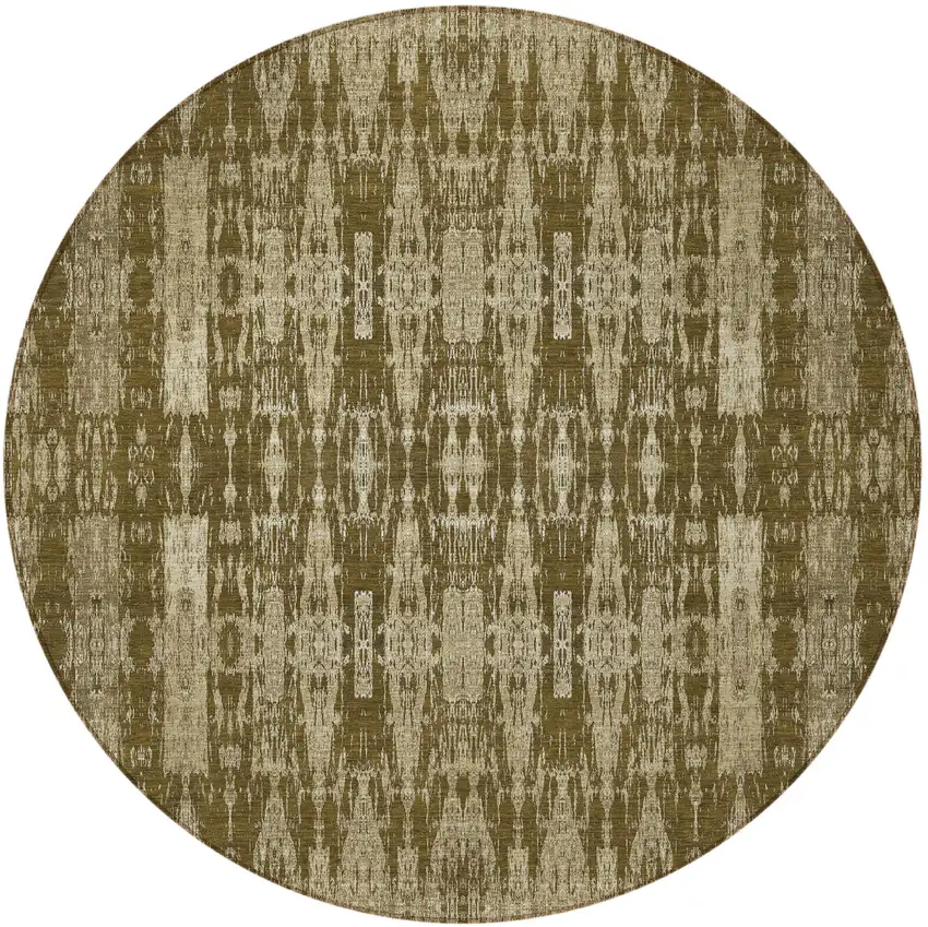 Chocolate Round Moroccan Washable Non Skid Indoor Outdoor Area Rug Photo 4