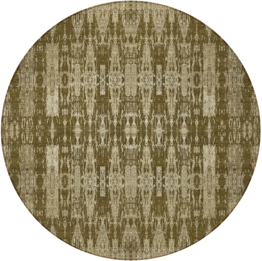 Chocolate Round Moroccan Washable Non Skid Indoor Outdoor Area Rug Photo 4