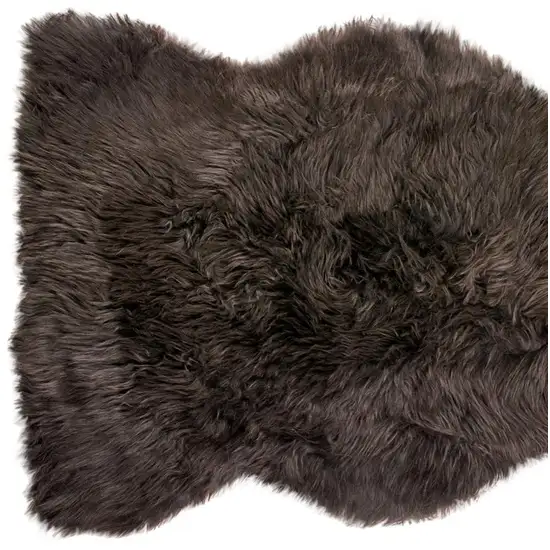 Chocolate Genuine Sheepskin Shag Area Rug Photo 3