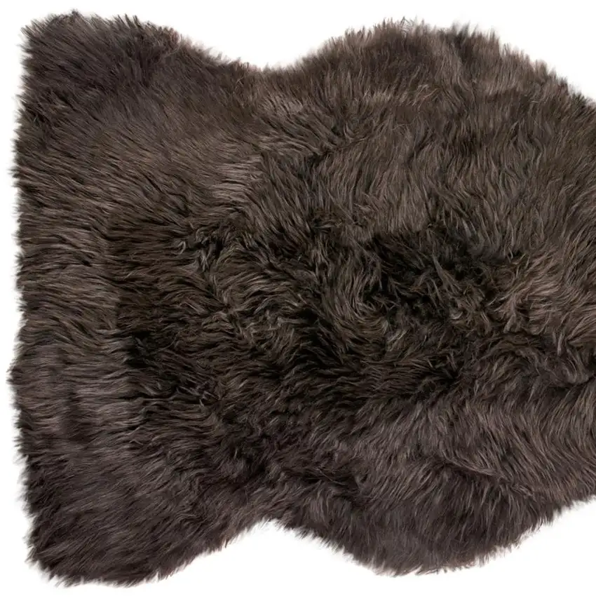 Chocolate Genuine Sheepskin Shag Area Rug Photo 3