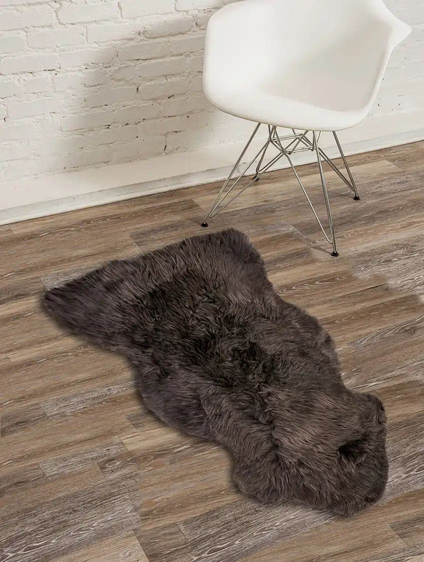 Chocolate Single Sheepskin Area Rug Photo 3