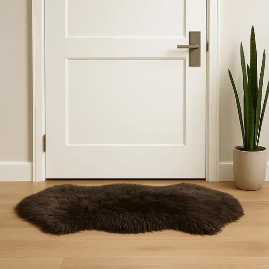 Chocolate Genuine Sheepskin Shag Area Rug Photo 2
