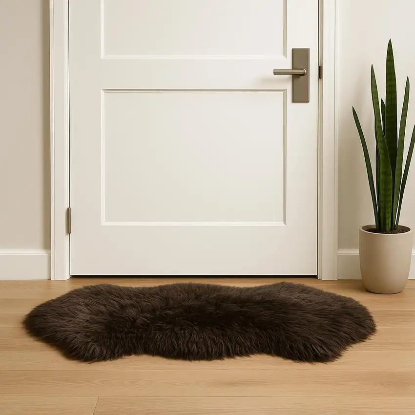 Chocolate Genuine Sheepskin Shag Area Rug Photo 2