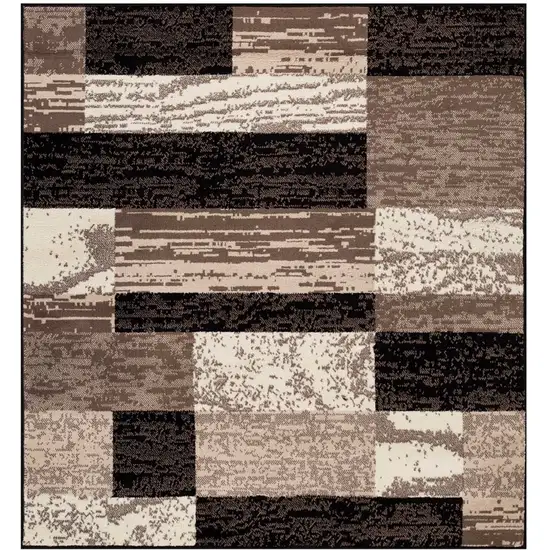 5' Black Brown And Beige Patchwork Square Rug Photo 2