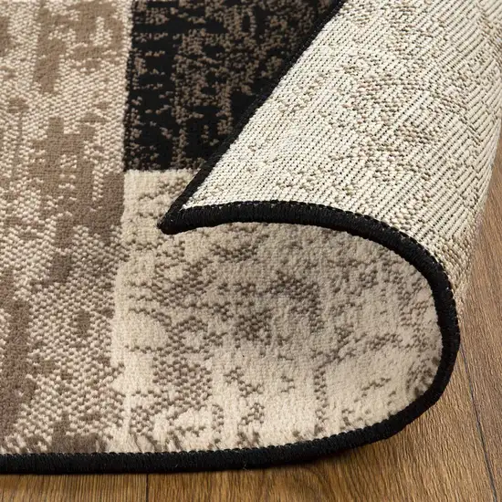 5' Black Brown And Beige Patchwork Square Rug Photo 7