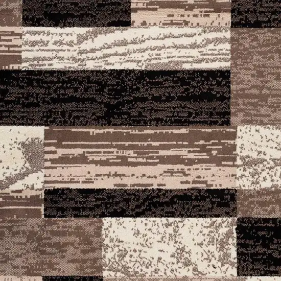 5' Black Brown And Beige Patchwork Square Rug Photo 3