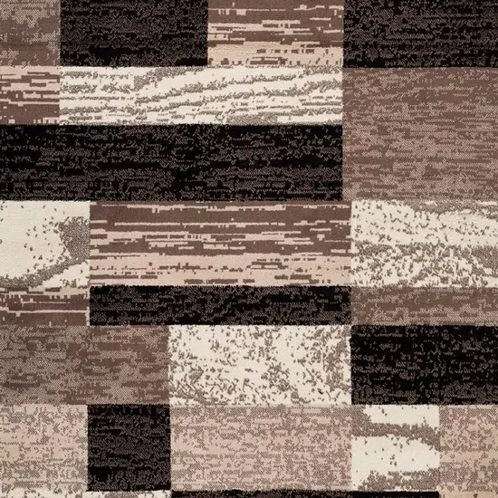 5' Black Brown And Beige Patchwork Square Rug Photo 6