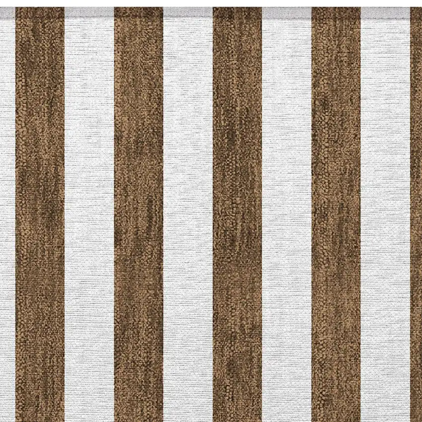Chocolate Striped Washable Non Skid Indoor Outdoor Area Rug Photo 4