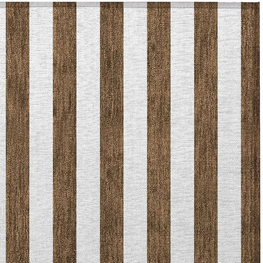 Chocolate Striped Washable Non Skid Indoor Outdoor Area Rug Photo 6