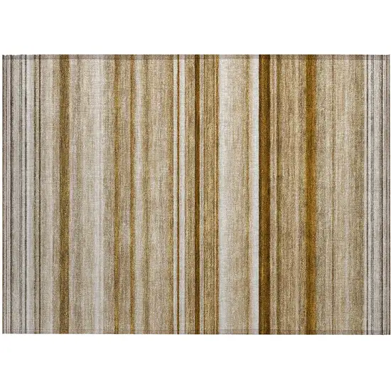 Chocolate Striped Washable Non Skid Indoor Outdoor Area Rug Photo 2