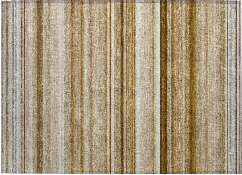 Chocolate Striped Washable Non Skid Indoor Outdoor Area Rug Photo 2