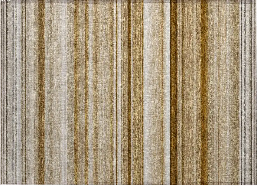 Chocolate Striped Washable Non Skid Indoor Outdoor Area Rug Photo 2