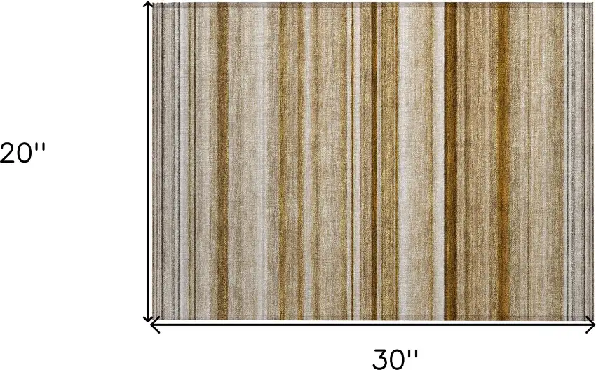 Chocolate Striped Washable Non Skid Indoor Outdoor Area Rug Photo 3