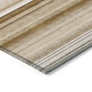 Photo of Chocolate Striped Washable Non Skid Indoor Outdoor Area Rug