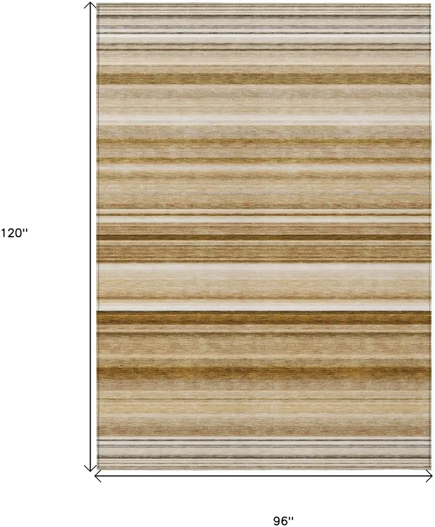 Chocolate Striped Washable Non Skid Indoor Outdoor Area Rug Photo 3