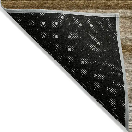 Chocolate Striped Washable Non Skid Indoor Outdoor Area Rug Photo 5