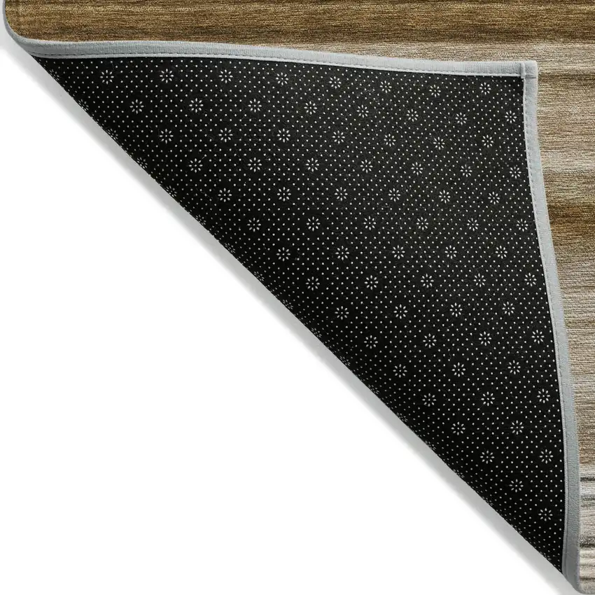 Chocolate Striped Washable Non Skid Indoor Outdoor Area Rug Photo 5