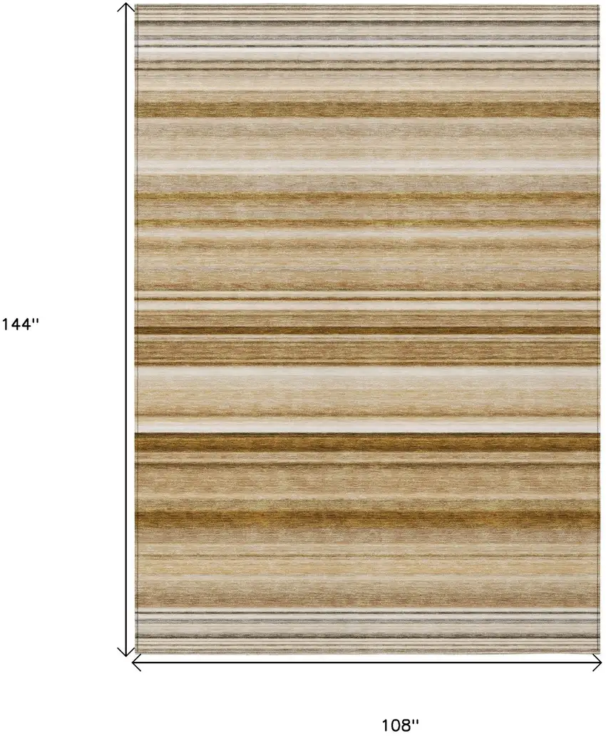 Chocolate Striped Washable Non Skid Indoor Outdoor Area Rug Photo 3