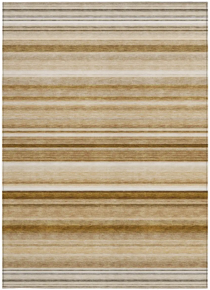 Chocolate Striped Washable Non Skid Indoor Outdoor Area Rug Photo 4