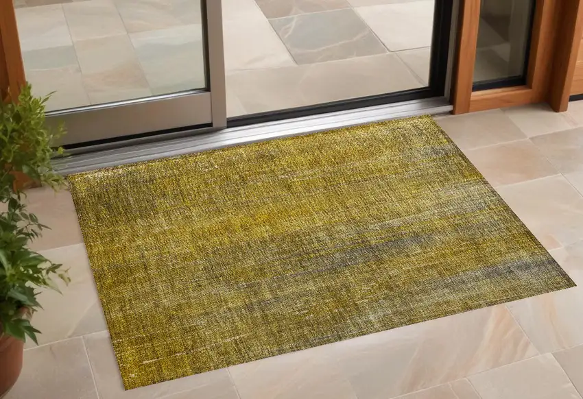 Chocolate Striped Washable Non Skid Indoor Outdoor Area Rug Photo 1