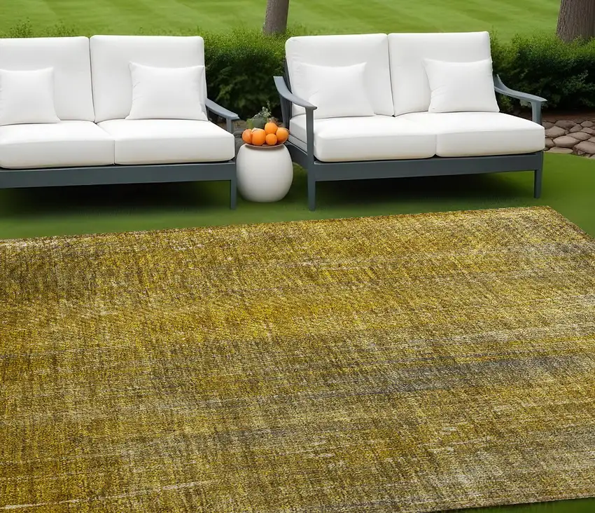 Chocolate Striped Washable Non Skid Indoor Outdoor Area Rug Photo 1