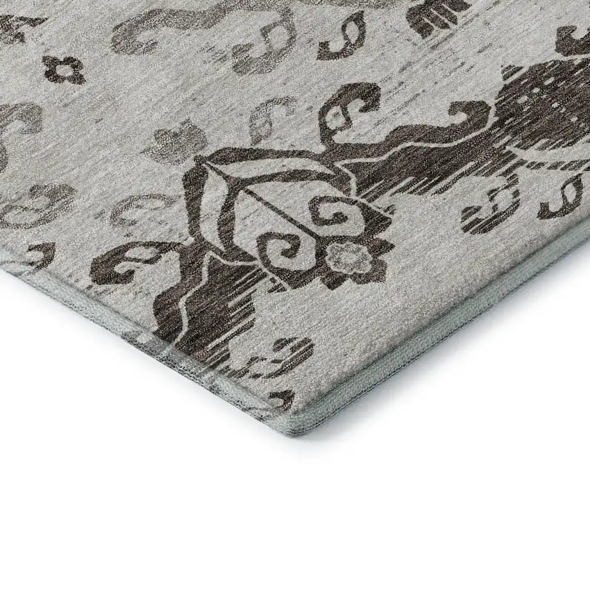 Chocolate Taupe And Beige Medallion Washable Area Rug With UV Protection Photo 8