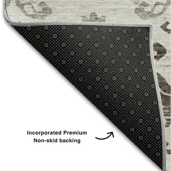 Chocolate Taupe And Beige Medallion Washable Area Rug With UV Protection Photo 7