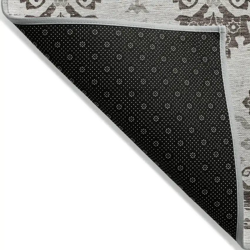 Chocolate Taupe And Beige Oriental Washable Indoor Outdoor Area Rug Photo 4
