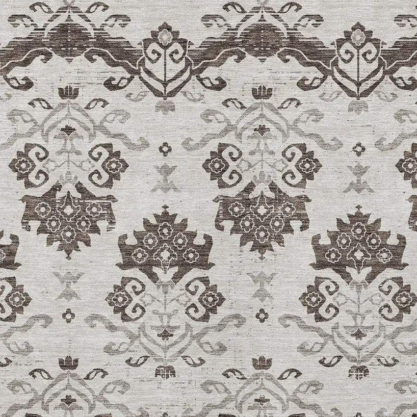 Chocolate Taupe And Beige Oriental Washable Indoor Outdoor Area Rug Photo 5