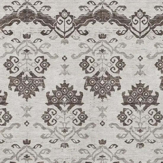 Chocolate Taupe And Beige Oriental Washable Indoor Outdoor Area Rug Photo 5