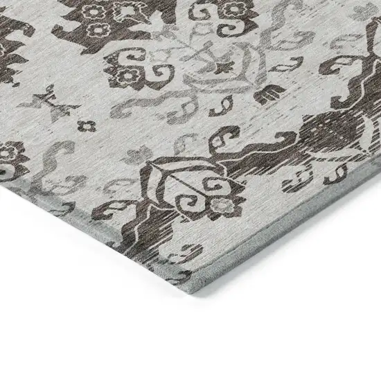Chocolate Taupe And Beige Oriental Washable Indoor Outdoor Area Rug Photo 2