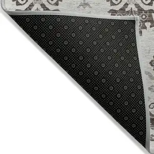 Photo of Chocolate Taupe And Beige Oriental Washable Indoor Outdoor Area Rug