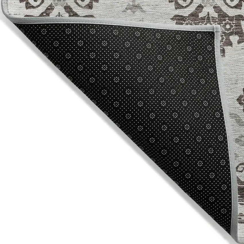 Chocolate Taupe And Beige Oriental Washable Indoor Outdoor Area Rug Photo 3