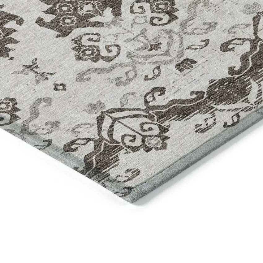 Chocolate Taupe And Beige Oriental Washable Indoor Outdoor Area Rug Photo 2