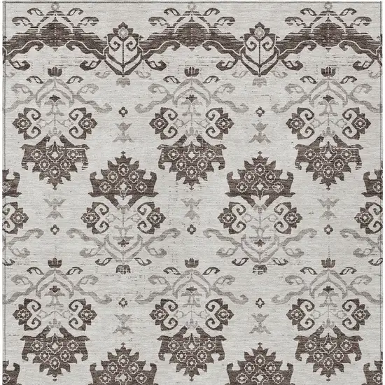 Chocolate Taupe And Beige Oriental Washable Indoor Outdoor Area Rug Photo 4