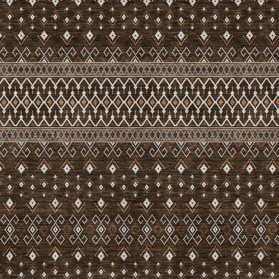 Chocolate Taupe And Copper Tribal Washable Indoor Outdoor Area Rug Photo 5