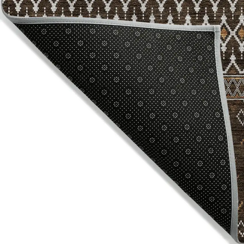Chocolate Taupe And Copper Tribal Washable Indoor Outdoor Area Rug Photo 2